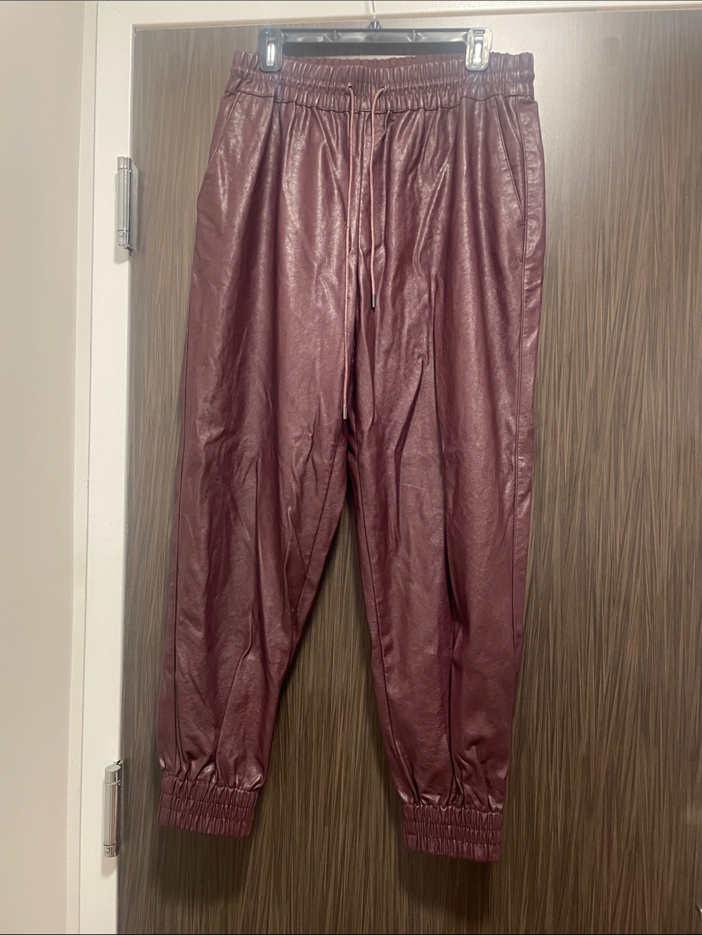 Dynamite. Faux Leather Jogger Pants - Deep Burgundy